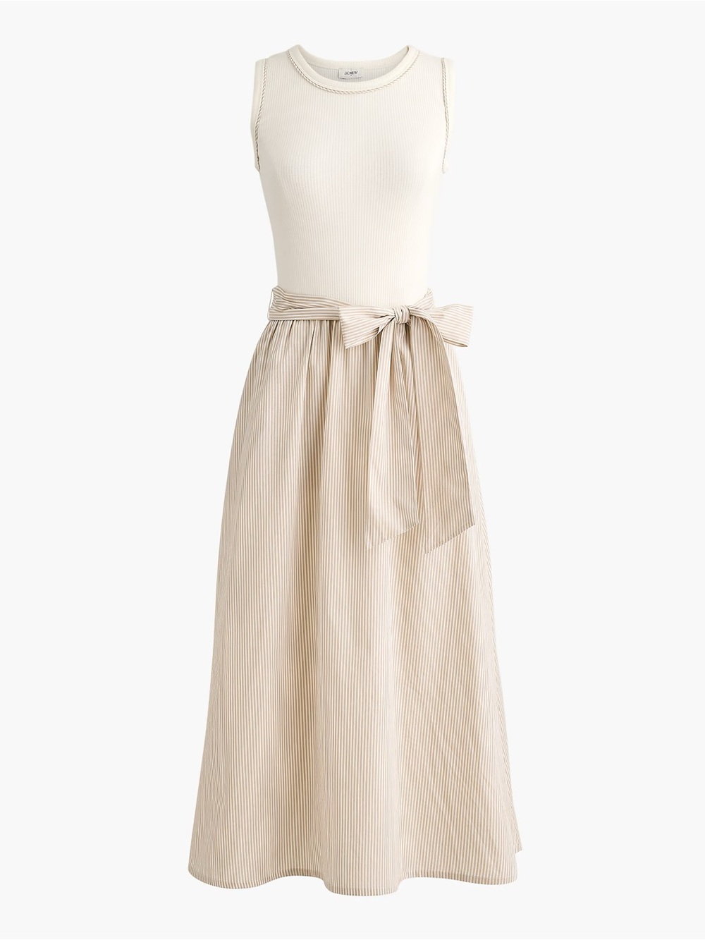 J Crew tie-waist mixed media midi dress NWT